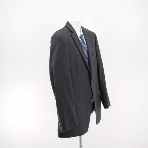 Calvin Klein Wool Gray Striped 2 Piece Suit 40L Flat Front 34 / 34 Mid Rise 2 Bu - Picture 11 of 15